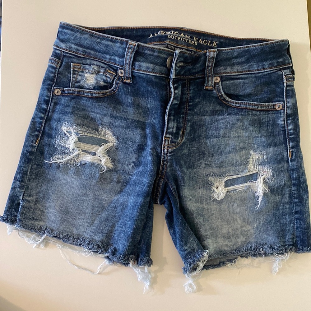 American Eagle Dark Denim Midi Jean Shorts